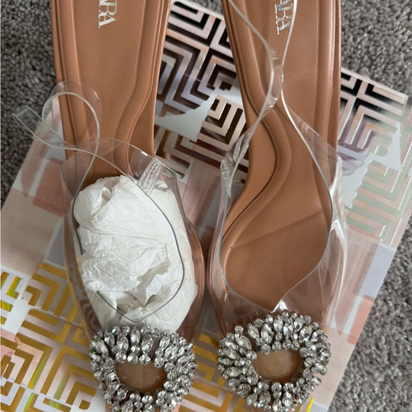 Zara Tan Slingback Heels with Crystal Embellishment size 40 - Picture 2 of 7